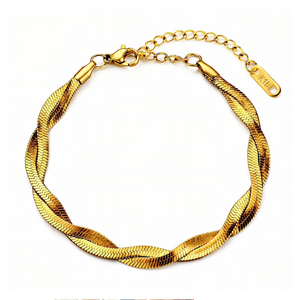 Womens 18K Gold Plated Elegant Bracelet Stainless Steel Hypoallergenic Gift Chic